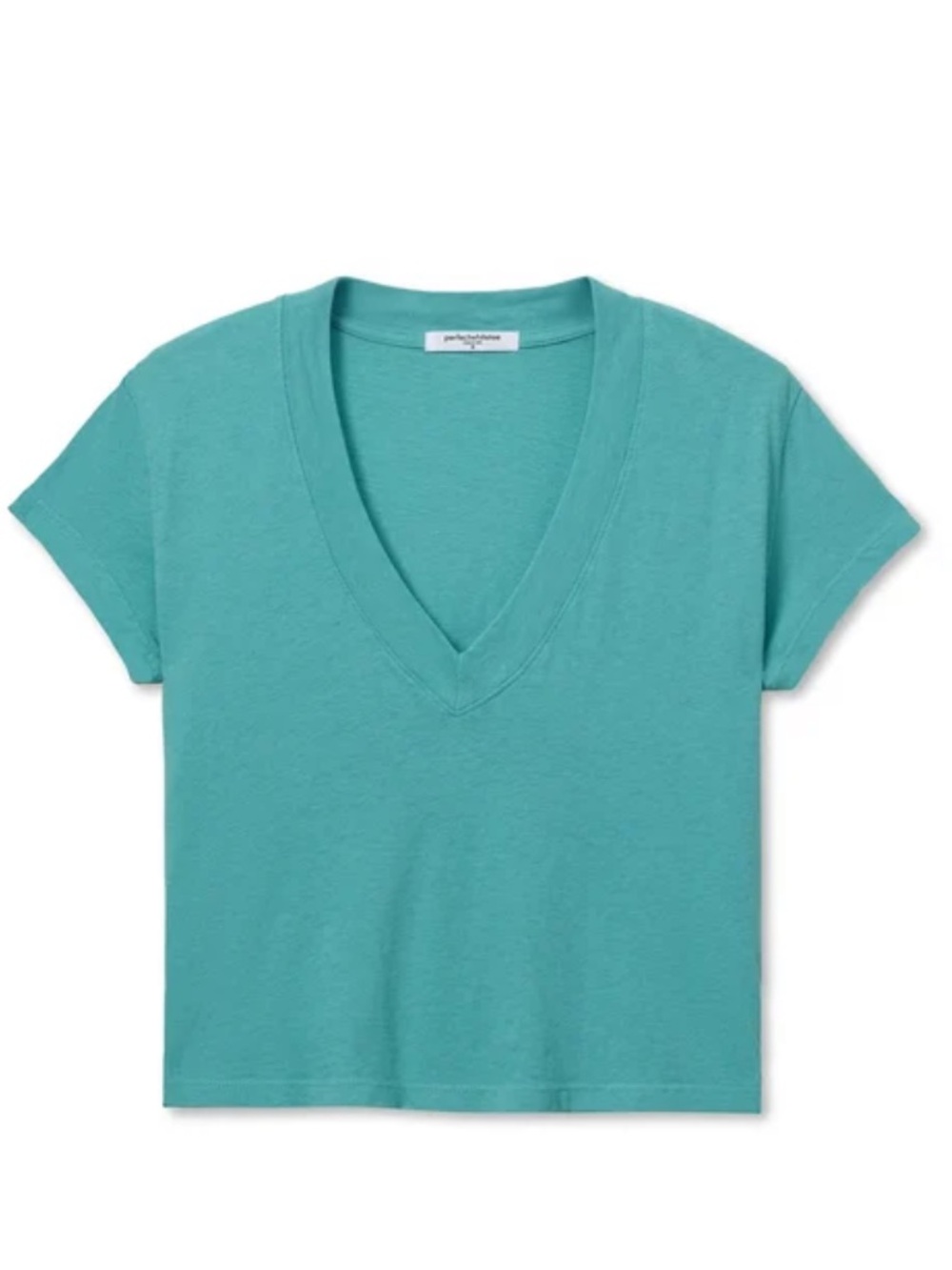 perfectwhitetee Alanis V-Neck Cropped Tee in Palm Leaf